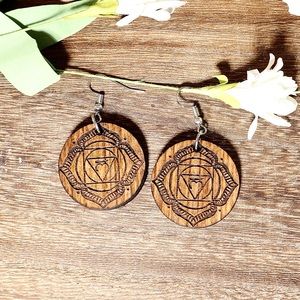 Root Chakra Wooden Earrings - Laser Engraved